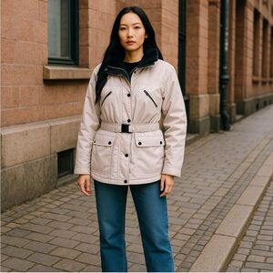 Jessica Simpson cream colored classic look winter coat with style!